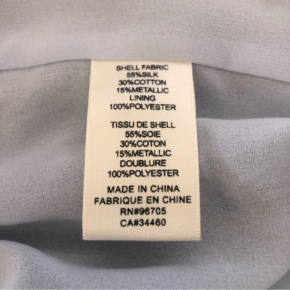 Rebecca Taylor Metallic Rose Patterned Silk Smocked Top in Blue, 4 - Picture 11 of 13